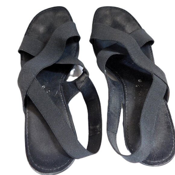 3" black wedge sandals - Picture 1 of 2
